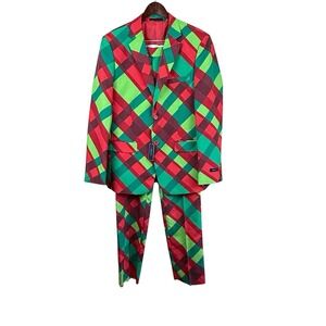 New‎ Braveman Mens 42L Classic Fit Christmas Plaid 2 Piece Suit Pants 36x
